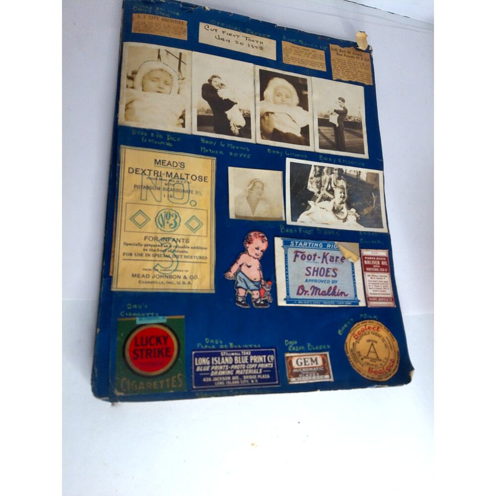 Vintage 1932 Baby Scrapbook Album First 5 Years Milestone Book With Photos